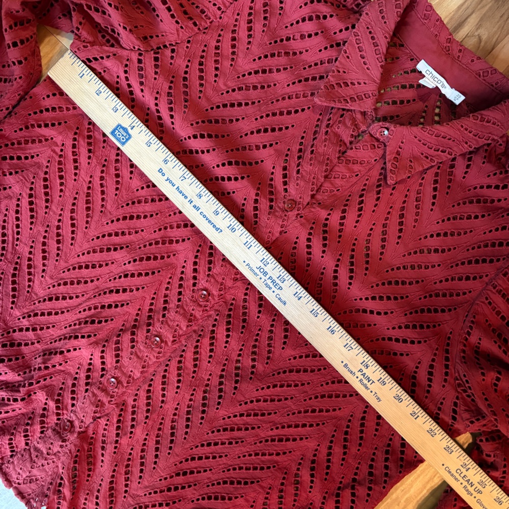 Chico's Rust Colored Button Down Eyelet Lace Shir… - image 5